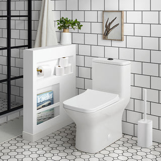 Carre 1-Piece Square Toilet Dual Flush, Black Hardware