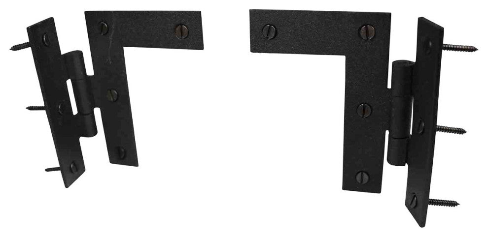 Wrought Iron Cabinet Hinges - Black - Left and Right - Colonial Style Pack of 2