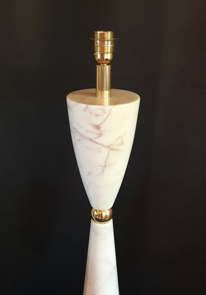 Pair of Large Marble and Brass Mid Century Floor Lamps