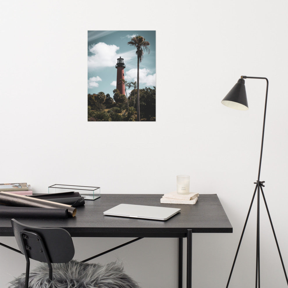 Jupiter Lighthouse Colorized Coastal Landscape Photo Unframed Wall Art Print, 18" X 24"
