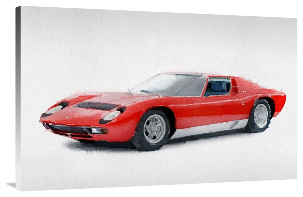 "1969 Lamborghini Miura P400 S Watercolor" Fine Art Print