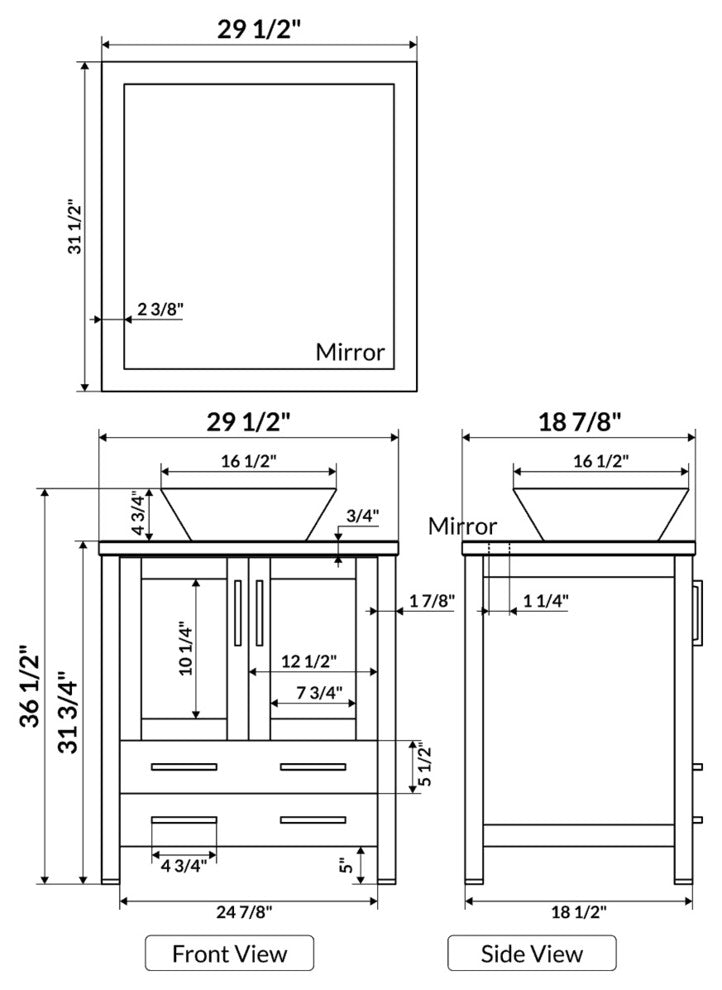 Modern Bathroom Vanity Set With Mirror and Sink, Espresso, 42"