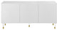 Elegant Sideboard, Geometric Accented Doors & Acrylic Legs With Gold Tips, White
