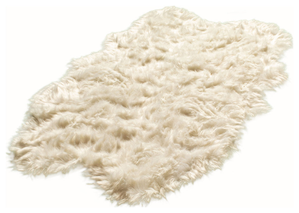 Gordon Faux Sheepskin Rug, Off-White, 4'x6'