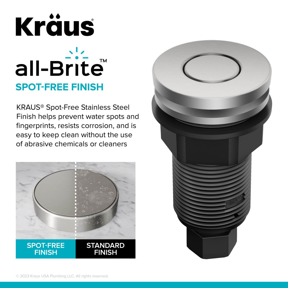 KRAUS Garbage Disposal Air Switch Kit 2 Flat Push Buttons SFS, Kwda-200sfs