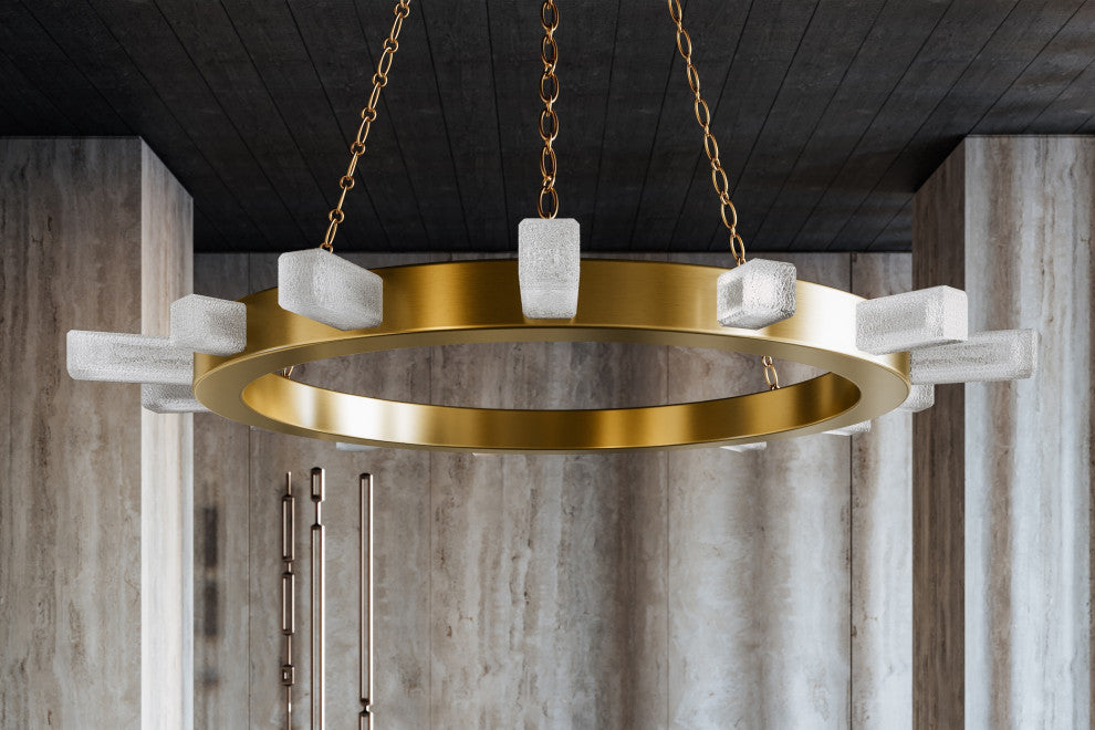 Citrine 15 Light Chandelier, Brass
