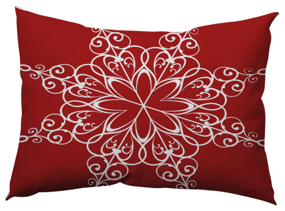 Snowflake Decorative Throw Pillow, Bright Red, 14"x20"