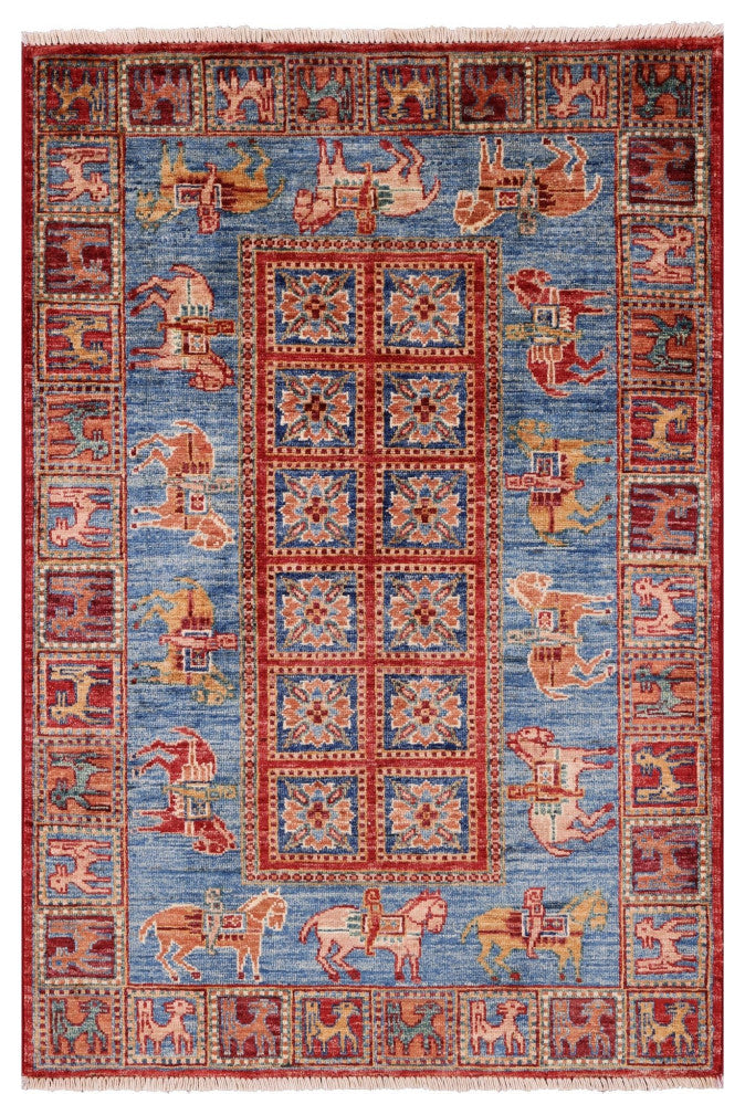 2' 9" X 4' 2" Antiqued Pazyryk Historical Design Hand Knotted Rug Q10877