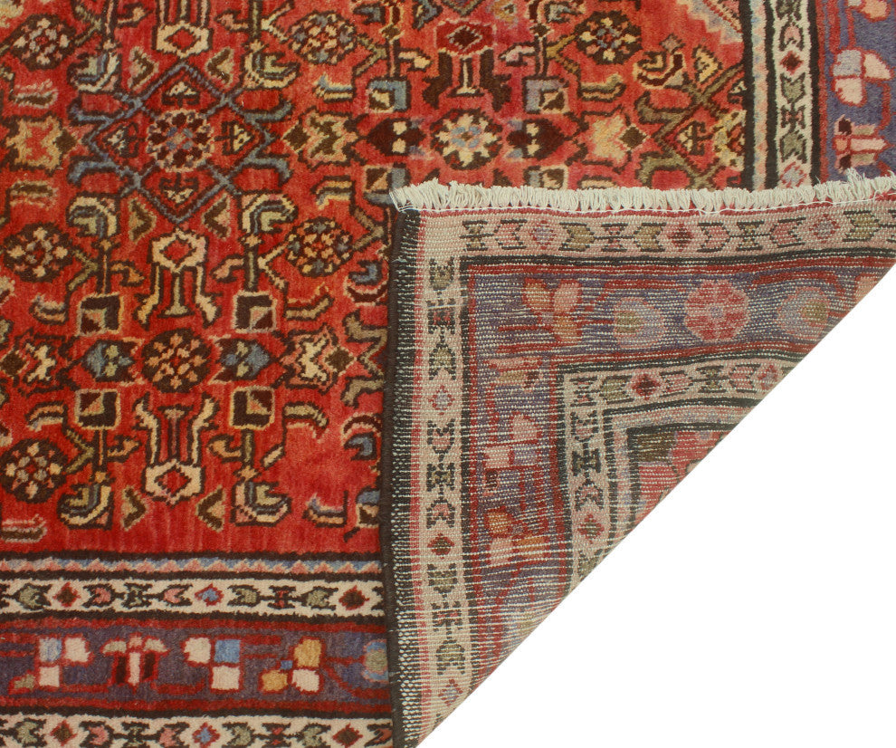 Fine Vintage Distressed Astrid Rust/Blue Runner, 3'9x9'5