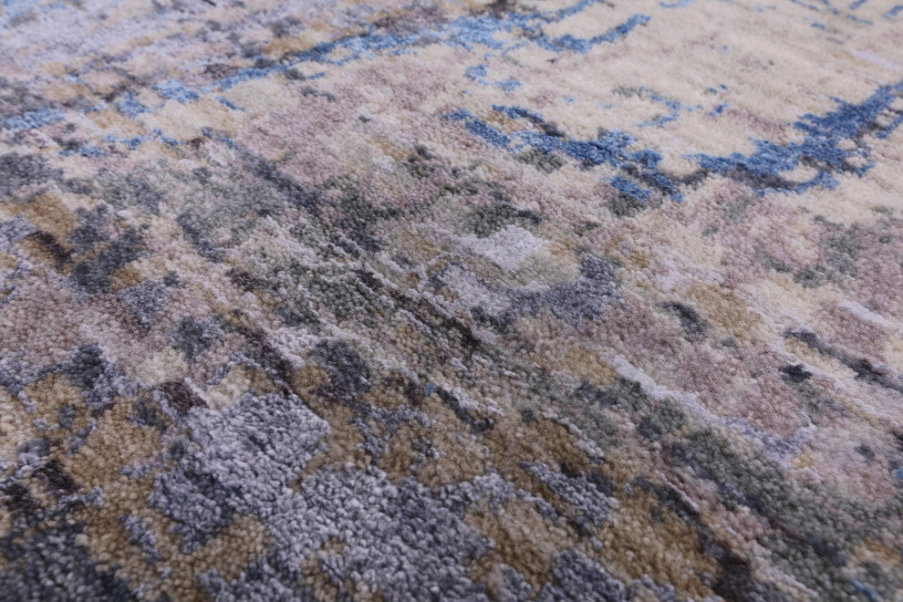 9' 0" X 11' 9" Abstract Hand Knotted Wool and Silk Rug Q7051