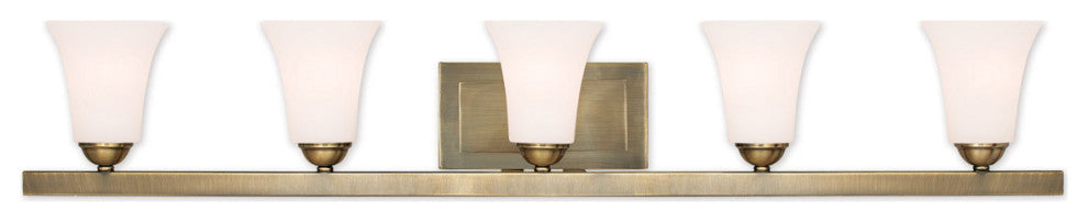 Livex 6485-01 5-Light Antique Brass Bath Vanity, Antique Brass