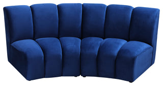 Infinity Channel Tufted Velvet Modular Chair, Navy, 2 Piece