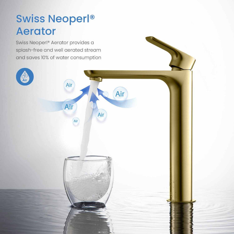 Tender-T Single Handle Bathroom Vessel Sink Faucet, Brushed Gold