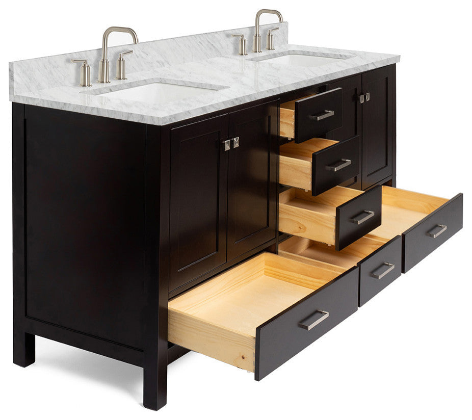 ARIEL Cambridge 73" Rectangle Sinks Bath Vanity Carrara Marble