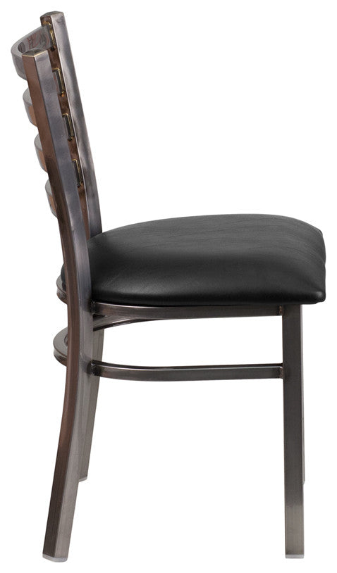 Hercules Series Clear Coated Ladder Back Metal Dining Chair, Black, Clear, 16.50