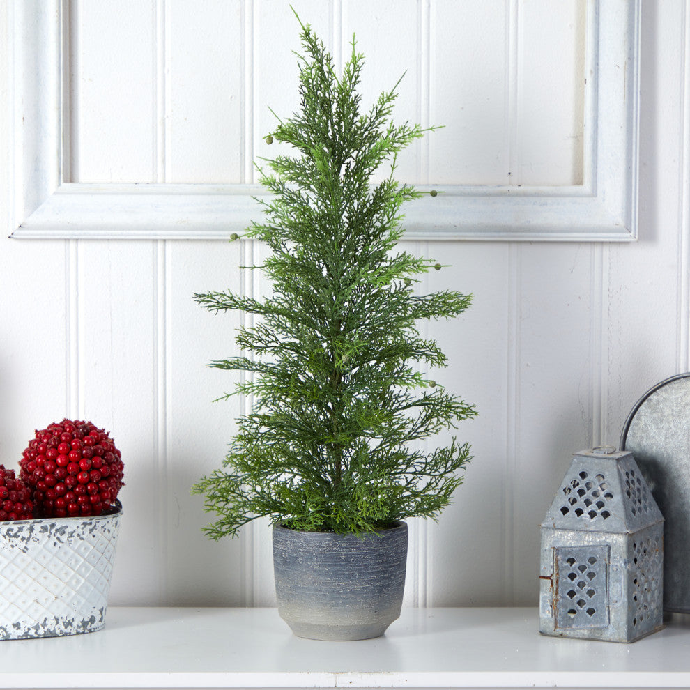Nearly Natural T3377 27" Californian Cedar Artificial Tree in Decorative Planter