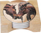 CounterArt Horse Kiss Design Round Absorbent Coasters in Wooden Holder, Set of 4