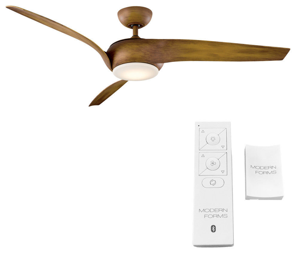 Nirvana 56" Indoor/Outdoor Smart Ceiling Fan, Distressed Koa, 2700K Light Kit