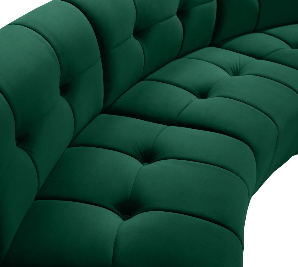 Limitless Velvet Upholstered 2-Piece Modular Sectional, Green