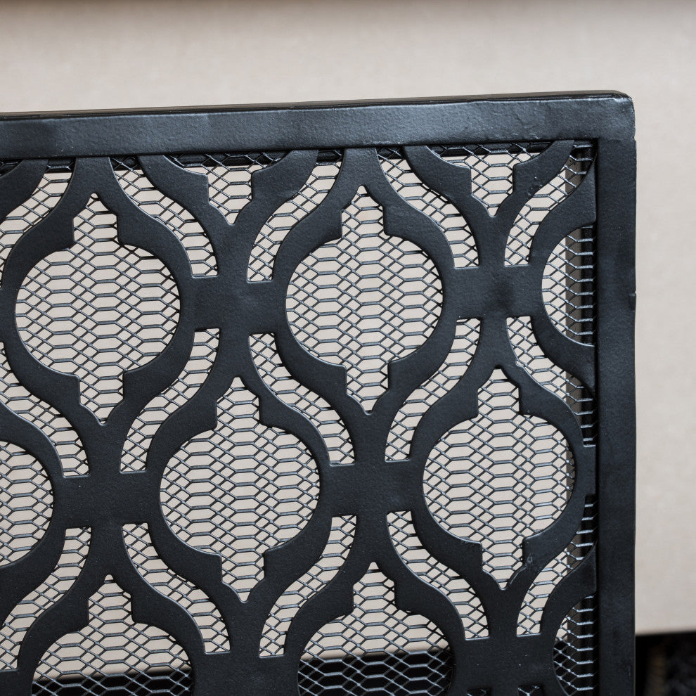 GDF Studio Elmer Single Panel Iron Fire Screen, Black