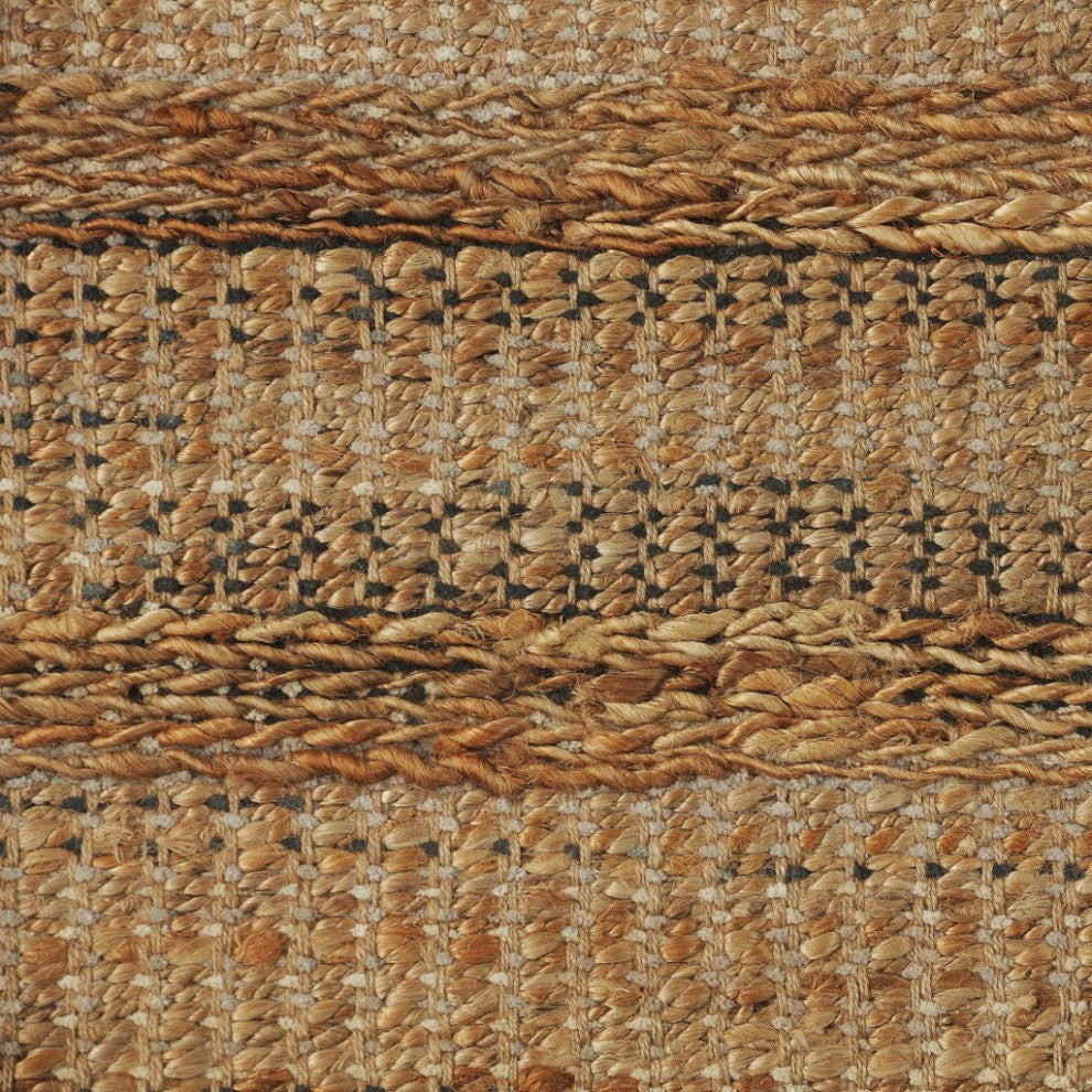 8" x 10" Tan and Gray Intricately Handwoven Area Rug