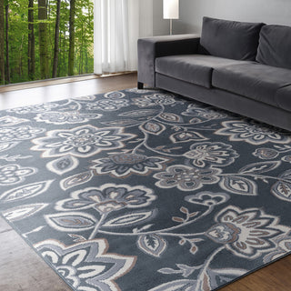 Emmalyn Transitional Floral Gray Rectangle Area Rug, 5'x7'