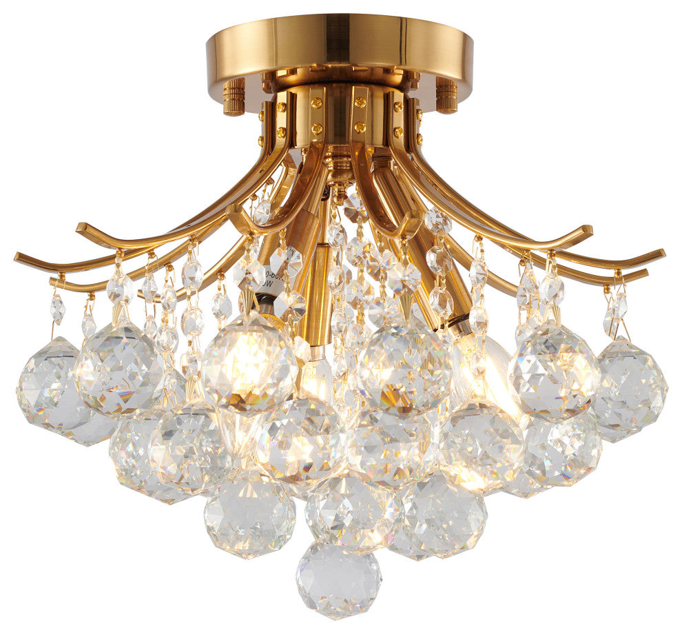 Bethel International BET01FM12BR 3-Light Semi Flush Mount, Stain Brass