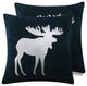 Christmas Icons Throw Pillow Set of 2, Print Silver Moose
