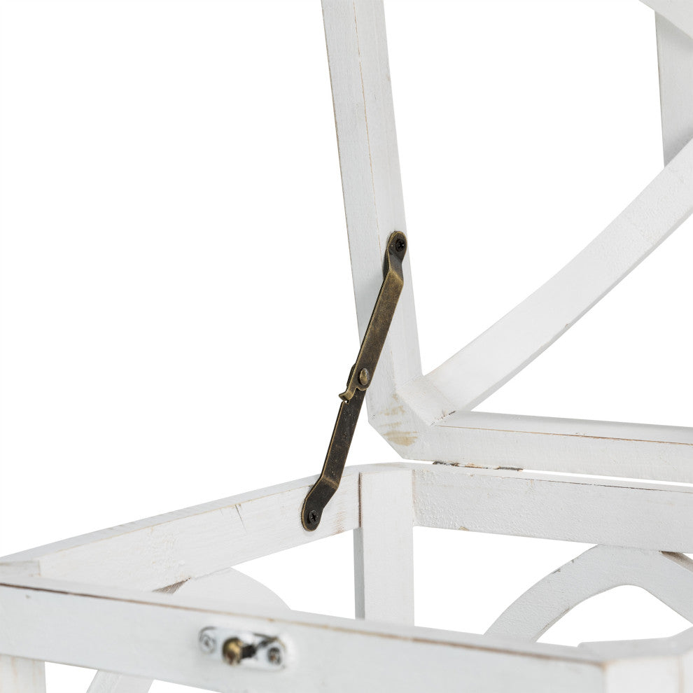 Wash White Farmhouse Wooden Church Window Frame Lanterns, Set of 2