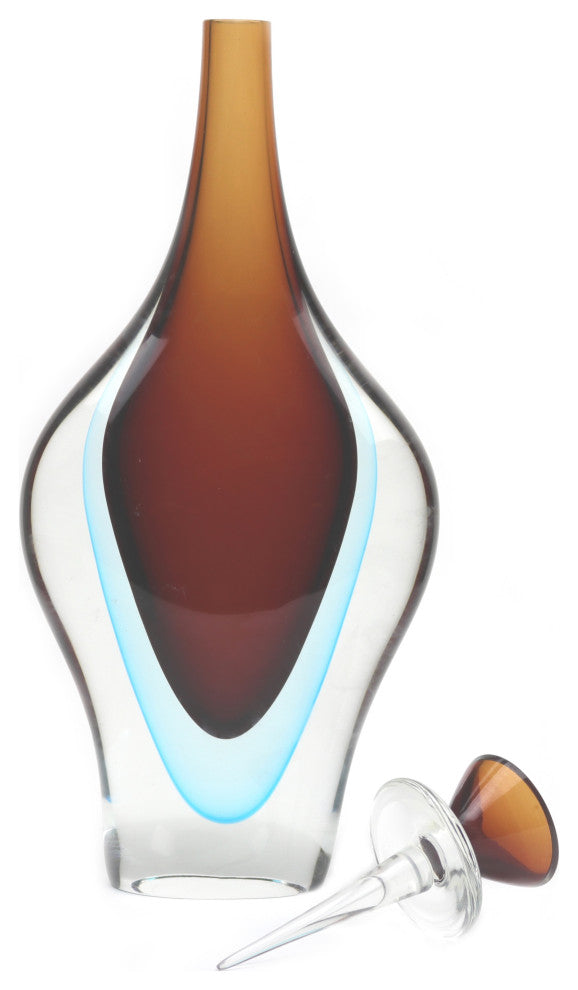 Murano Glass Imperial Bottle Red Aqua