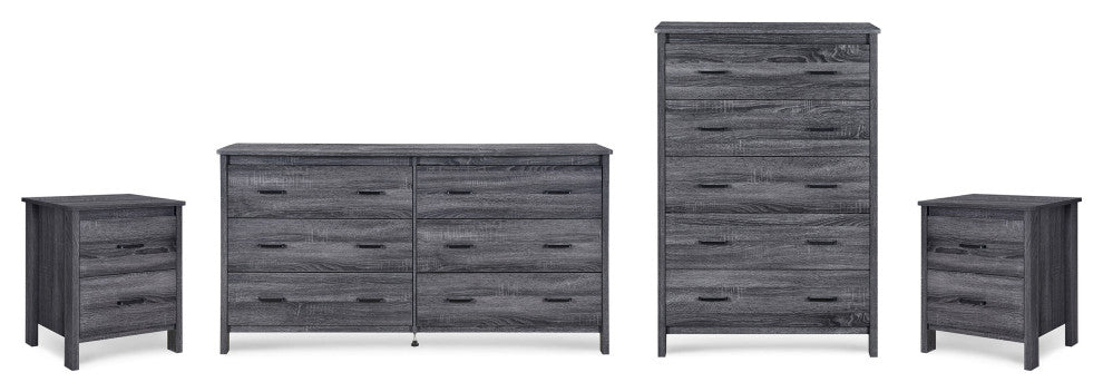 Titeca Contemporary 4 Piece Dresser and Nightstand Set, Sonoma Grey Oak