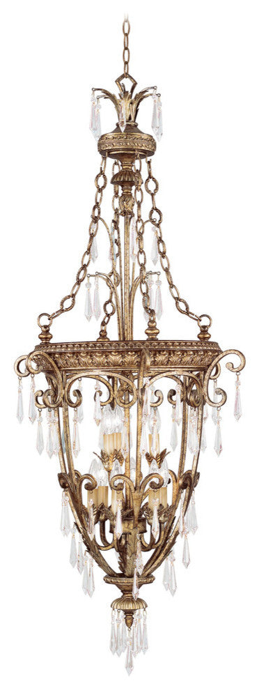 La Bella Chandelier, Hand-Painted Vintage Gold Leaf