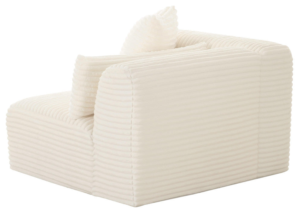 Tarra Fluffy Oversized Cream Corduroy Modular LAF Corner Chair - Cream