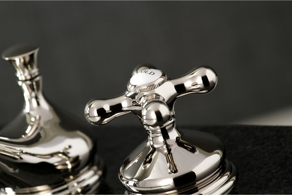 Kingston Brass Widespread Bathroom Faucet With Brass Pop-Up, Polished Nickel