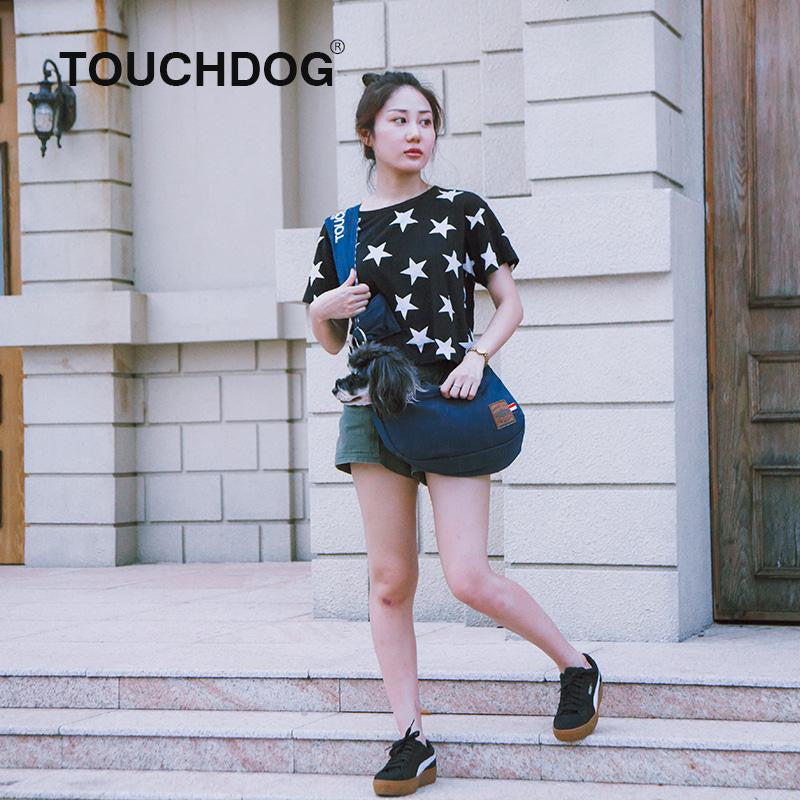 Touchdog 'Toga-Bark' Over-The-Shoulder Hands-Free Pet Carrier, Blue