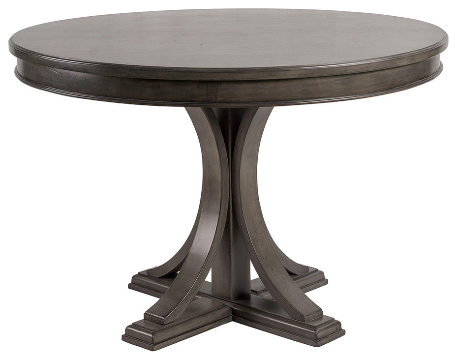 TATEUS 44" Round Dining Table, Solid Wood Finish Classic Design, Grey
