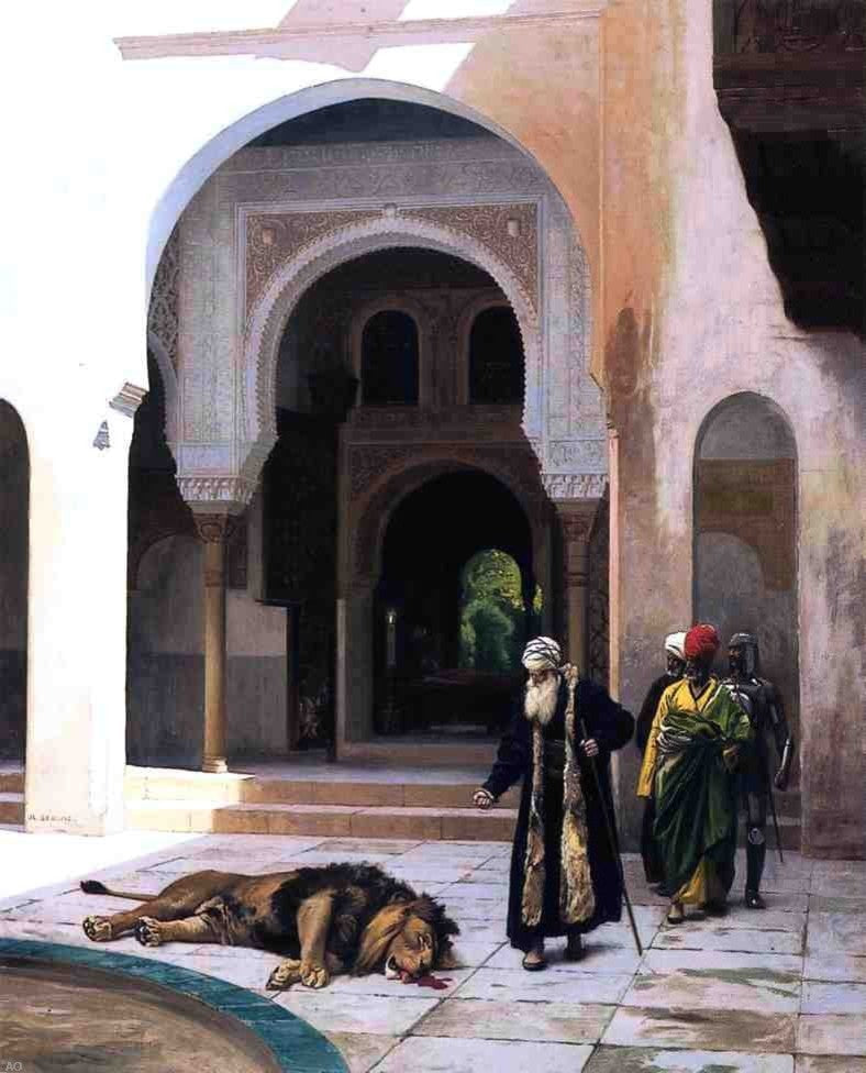 Jean-Leon Gerome The Accursed Lion, 20"x25" Wall Decal