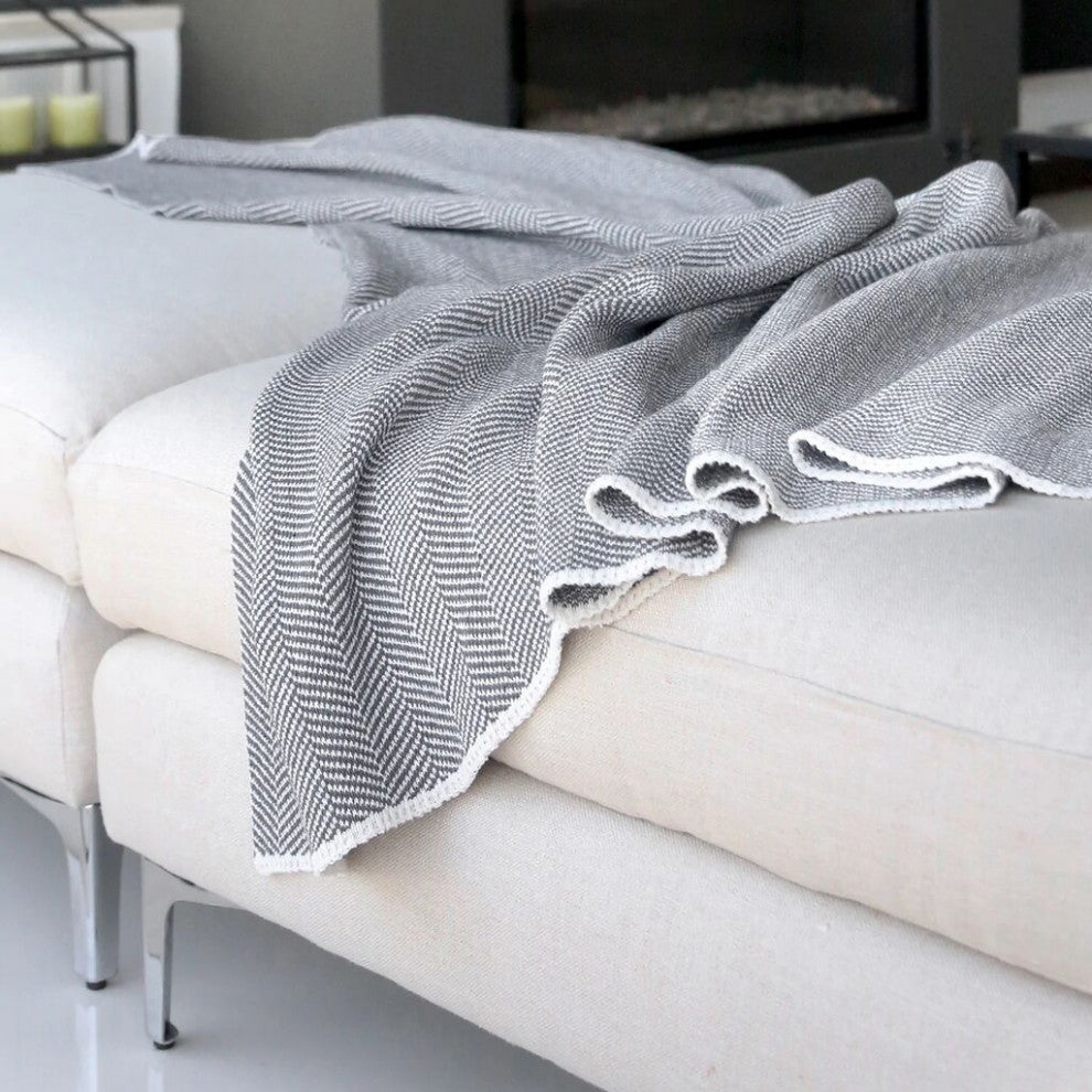 In2green Herringbone Eco Throw, Aluminum