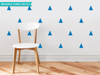 Triangle Fabric Wall Decals, Set of 32, Blue