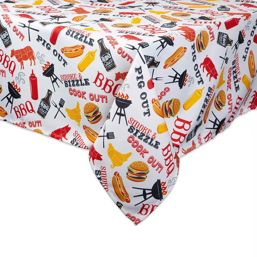 DII Bbq Fun Print Outdoor Tablecloth With Zipper