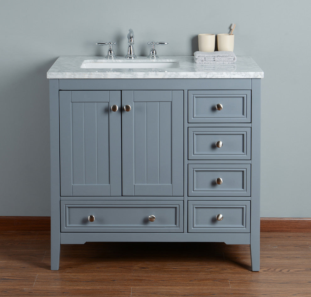 New Yorker 36" Gray Single Sink Bathroom Vanity
