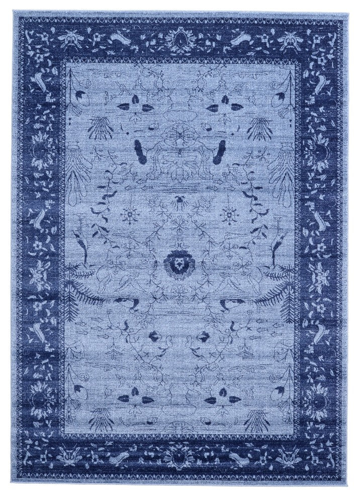 Unique Loom Blue La Jolla Floral 7'x10' Area Rug