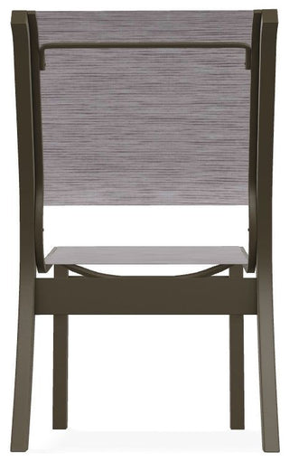 Leeward Sling Stackable Outdoor Dining Chair, Fossil/Beachwood