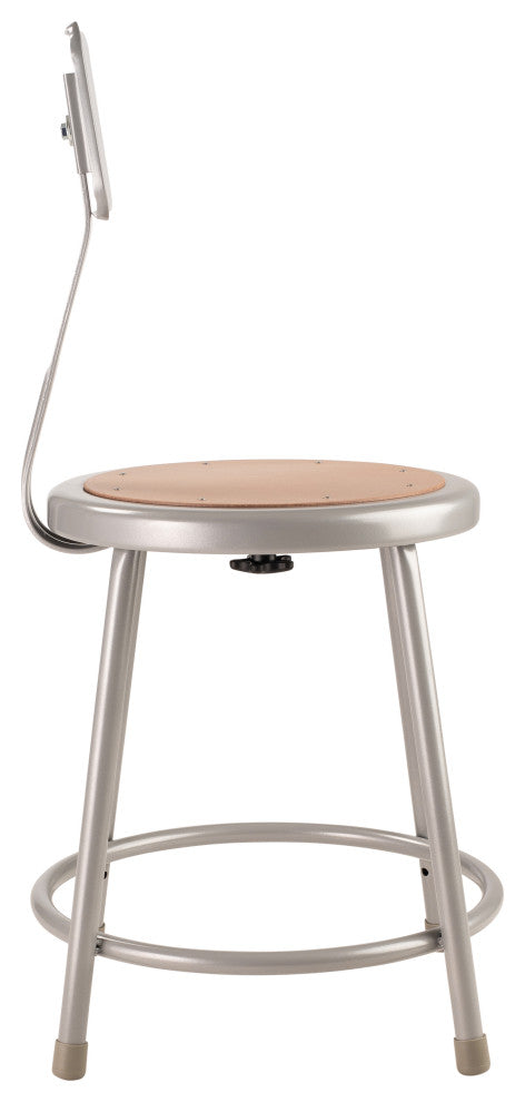 NPS 18"Heavy Duty Steel Stool With Backrest, Grey