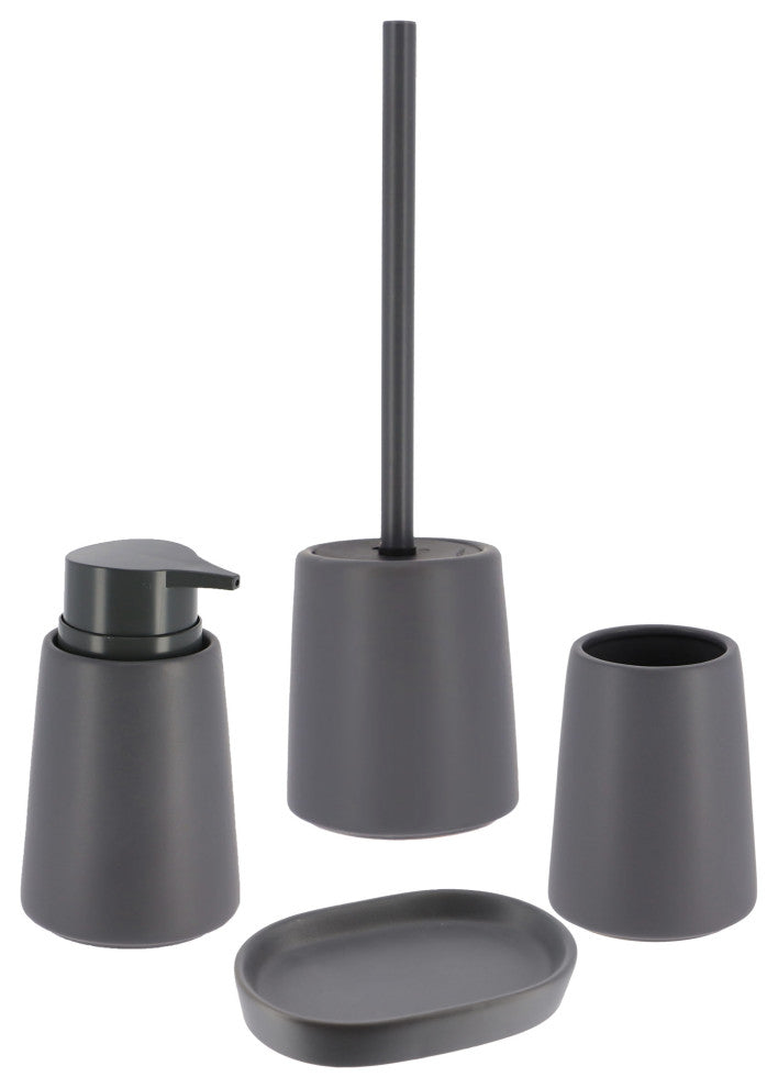 Bathroom Accessory Set, 4 Piece, Gray, Full Set 4 Pieces