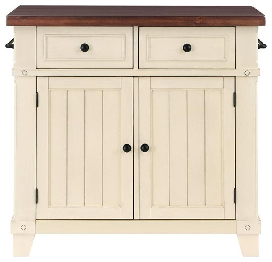 Madison Kitchen Island in White Finish Engineered Wood
