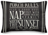Porch Rules on Black 14x20 Indoor/Outdoor Pillow