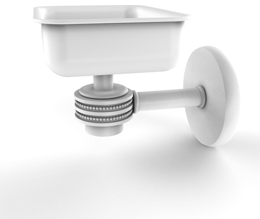 Satellite Orbit One Wall Mount Soap Dish With Dotted Accents, Matte White
