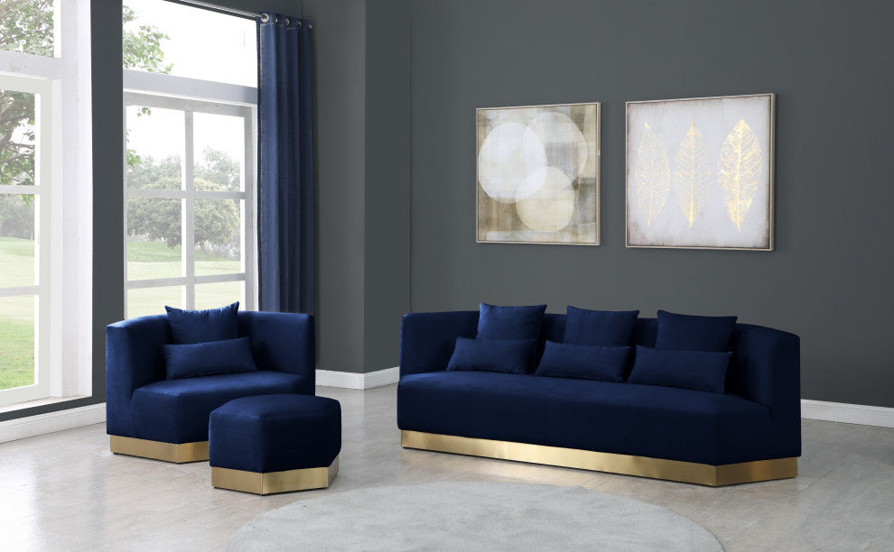 Marquis Velvet Upholstered Set, Navy, Sofa