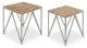 Uzma 2-Set Nesting Metal/Wood End Tables, Silver 2 Piece